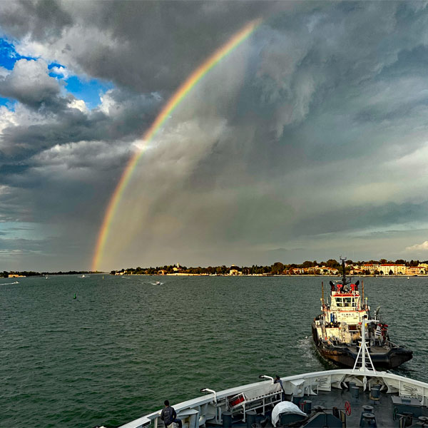 Ship with rainbow