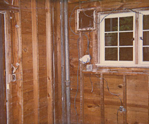 Kitchen gutted walls