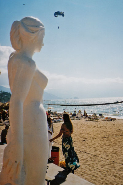 Sculpture by beach