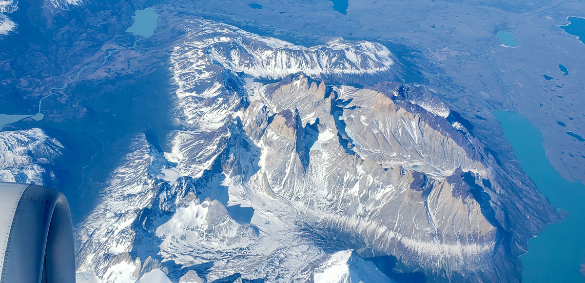 View from air of mountains